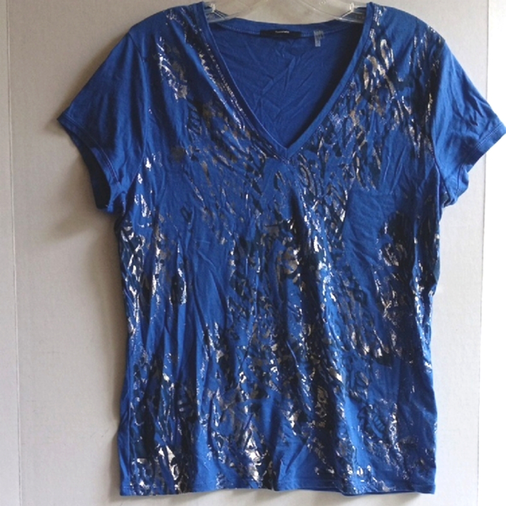 BLUE V-NECK WOMAN'S TOP